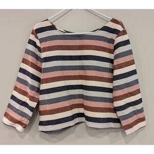 Tribe Alive Boxy Cut Striped 100% Cotton Top Size Large